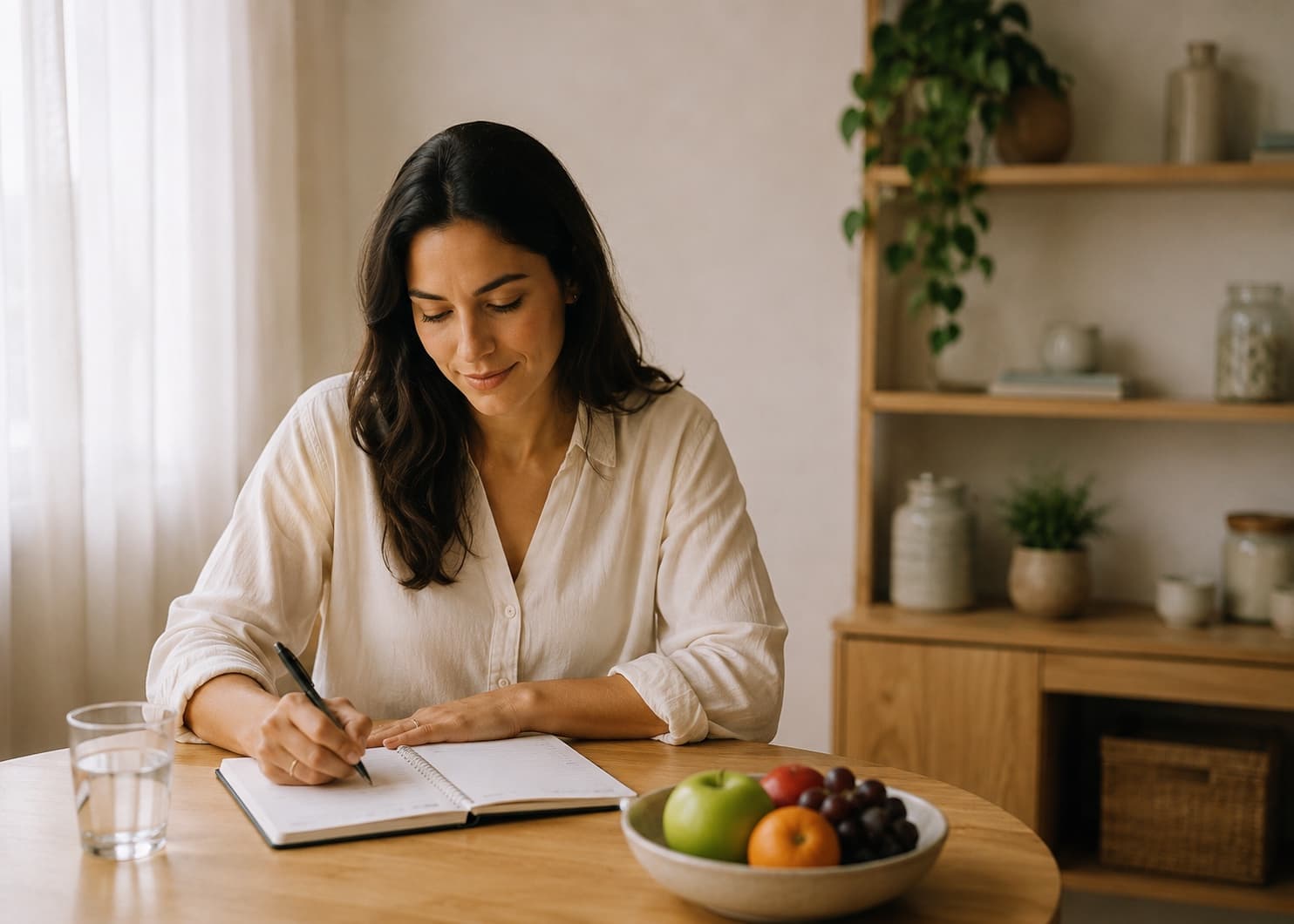 Nutritionist preparing a consultation at her table